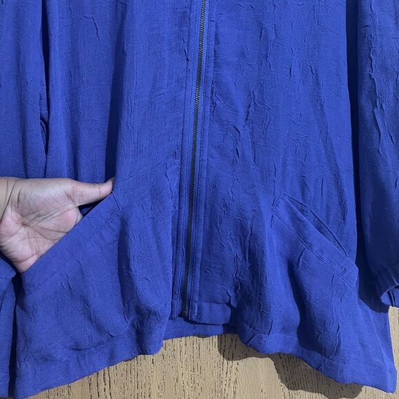 Chico’s Purple Lightweight Zip Front Jacket in Textured Thin Fabric Sz-L/XL - Picture 2 of 6